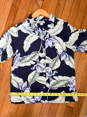 Tommy Bahama Men’s Small Navy Tropical Floral Short-Sleeve Shirt